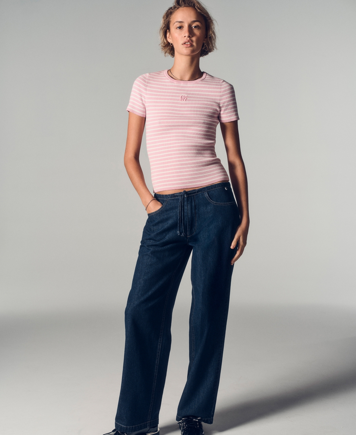 Dkny Jeans Women's Crewneck Striped Top