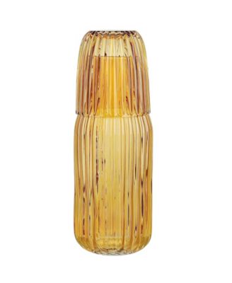 2-Piece Ribbed Carafe and Cup Set, Amber