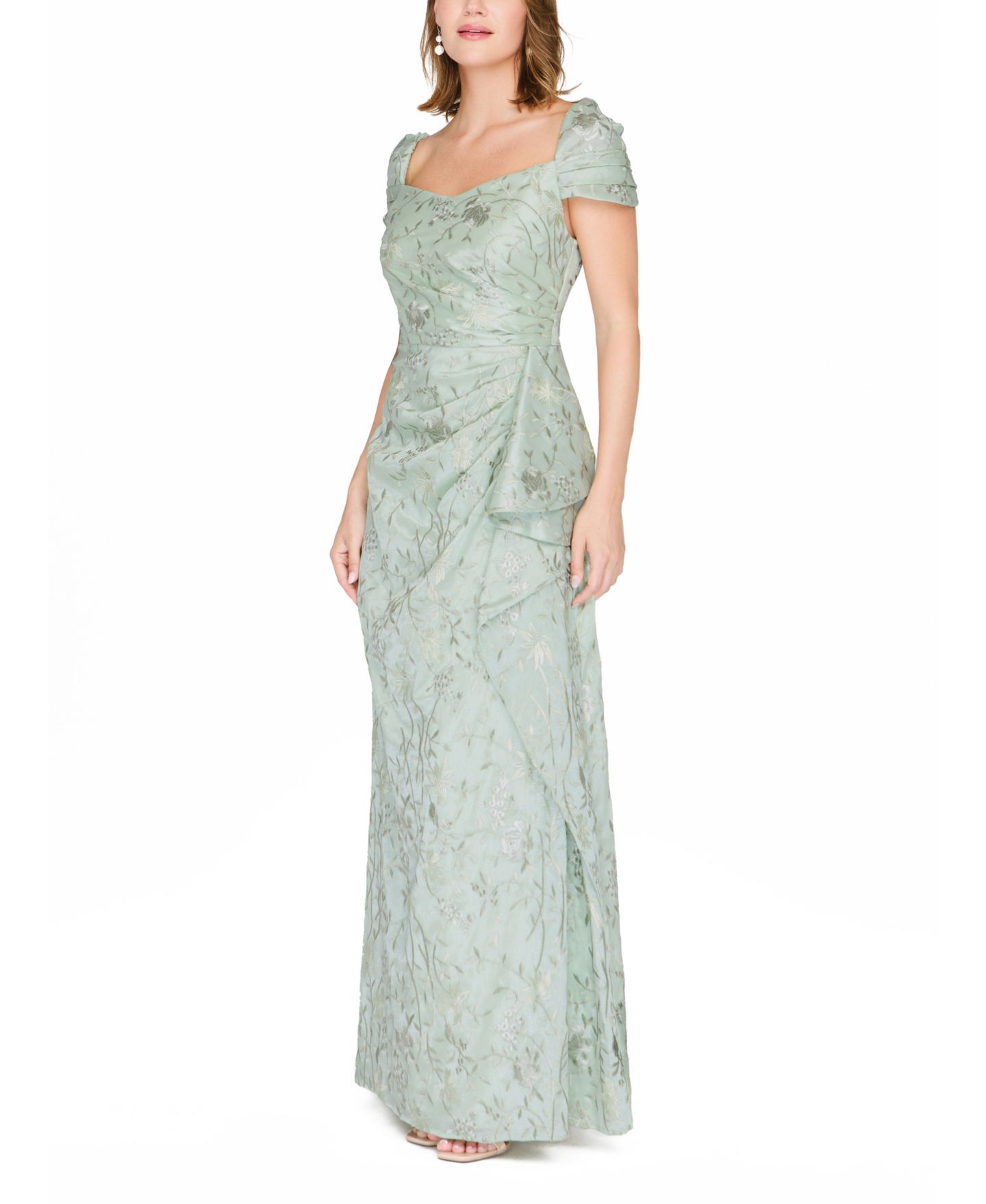 Женское платье JS Collections Sweetheart Neck Cascade Detail Gown, цвет: Морская пена — фото 2
