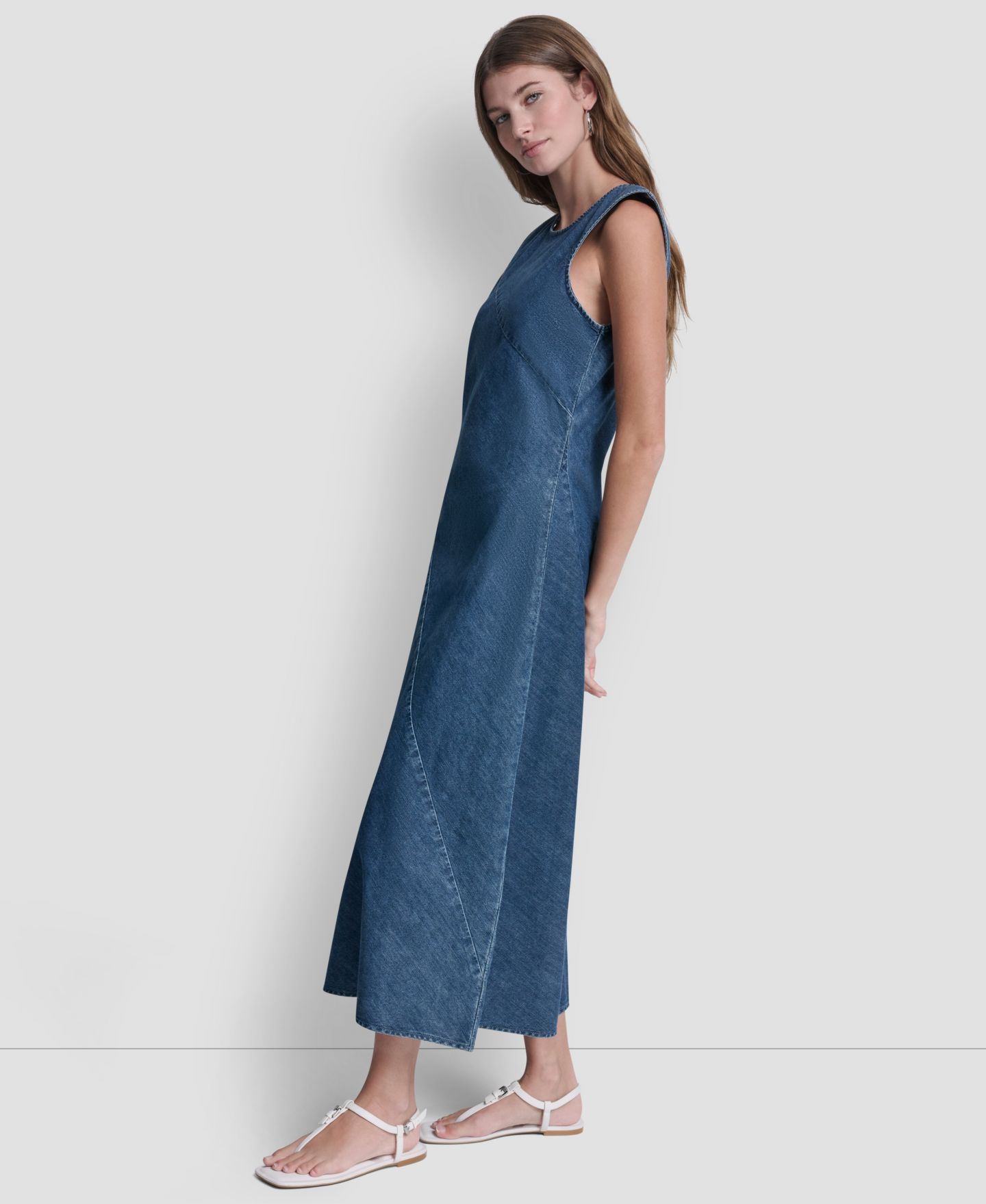 Женское платье DKNY Jeans Petite Sleeveless Crewneck Bias Cut, цвет: Journey — фото 3