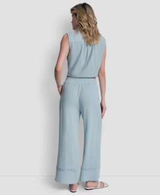 Petite Gauze Straight Leg Pull-On Pants