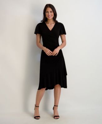 Flutter-Sleeve Midi Dress