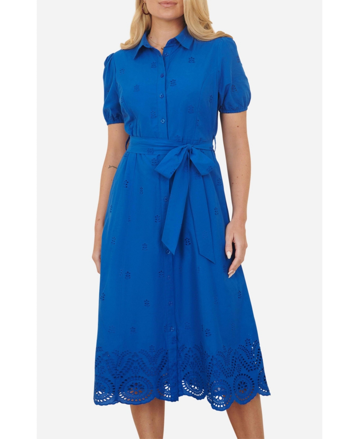 Yumi Women's Cotton Shirt Midi Dress