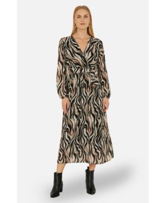 Women's Animal Swirl Midi Wrap Dress