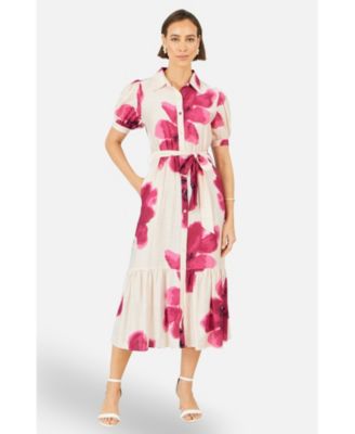 Women's Scattered Floral Shirt Dress