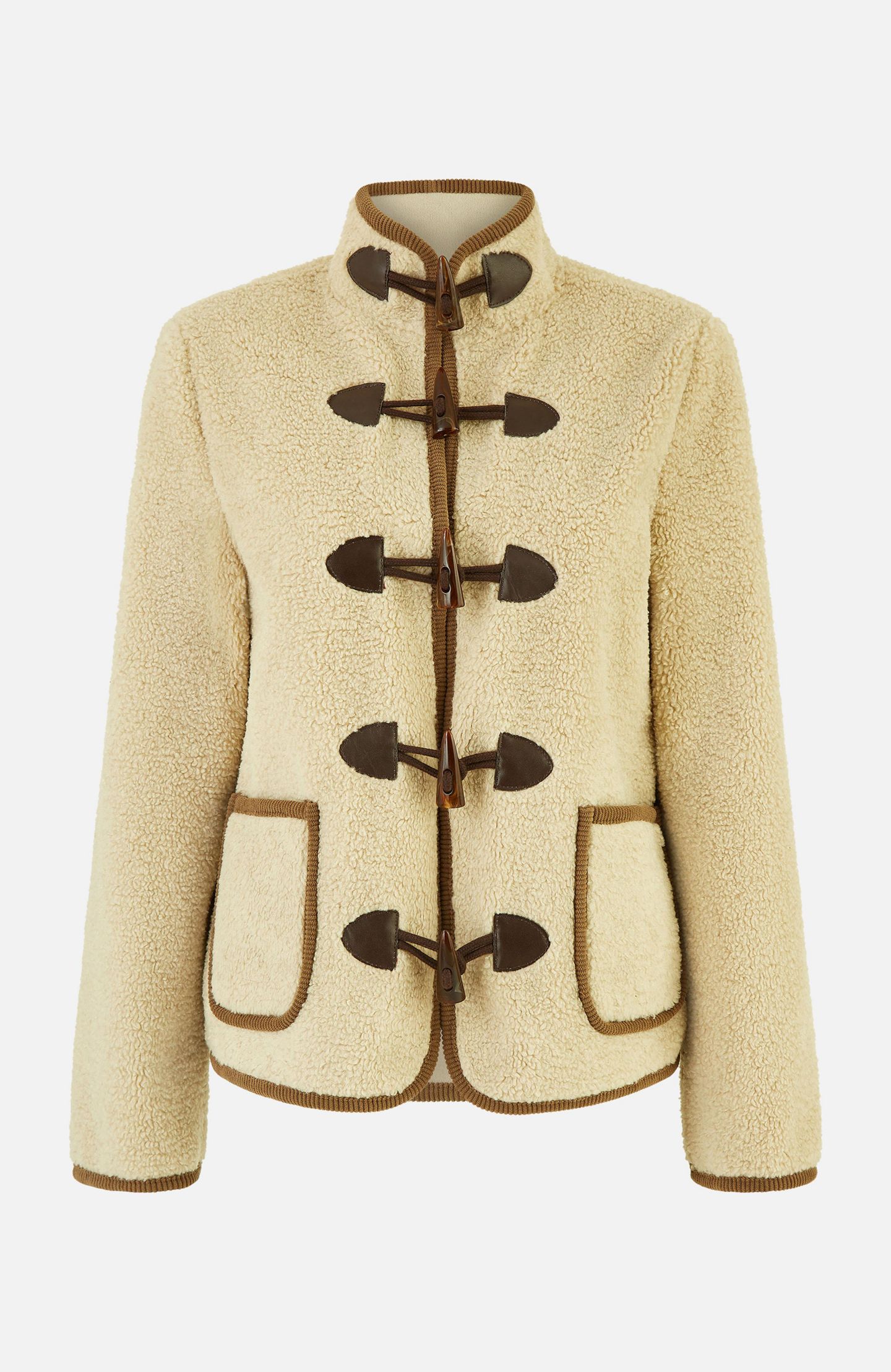 Женская куртка Yumi Faux Leather Button Detail, цвет: Кремовый — фото 4