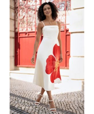 Women's Oversize Poppy Placement Midi Sun Dress