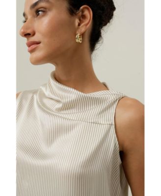 Women's Asymmetric Silk Charmeuse Sleeveless Top