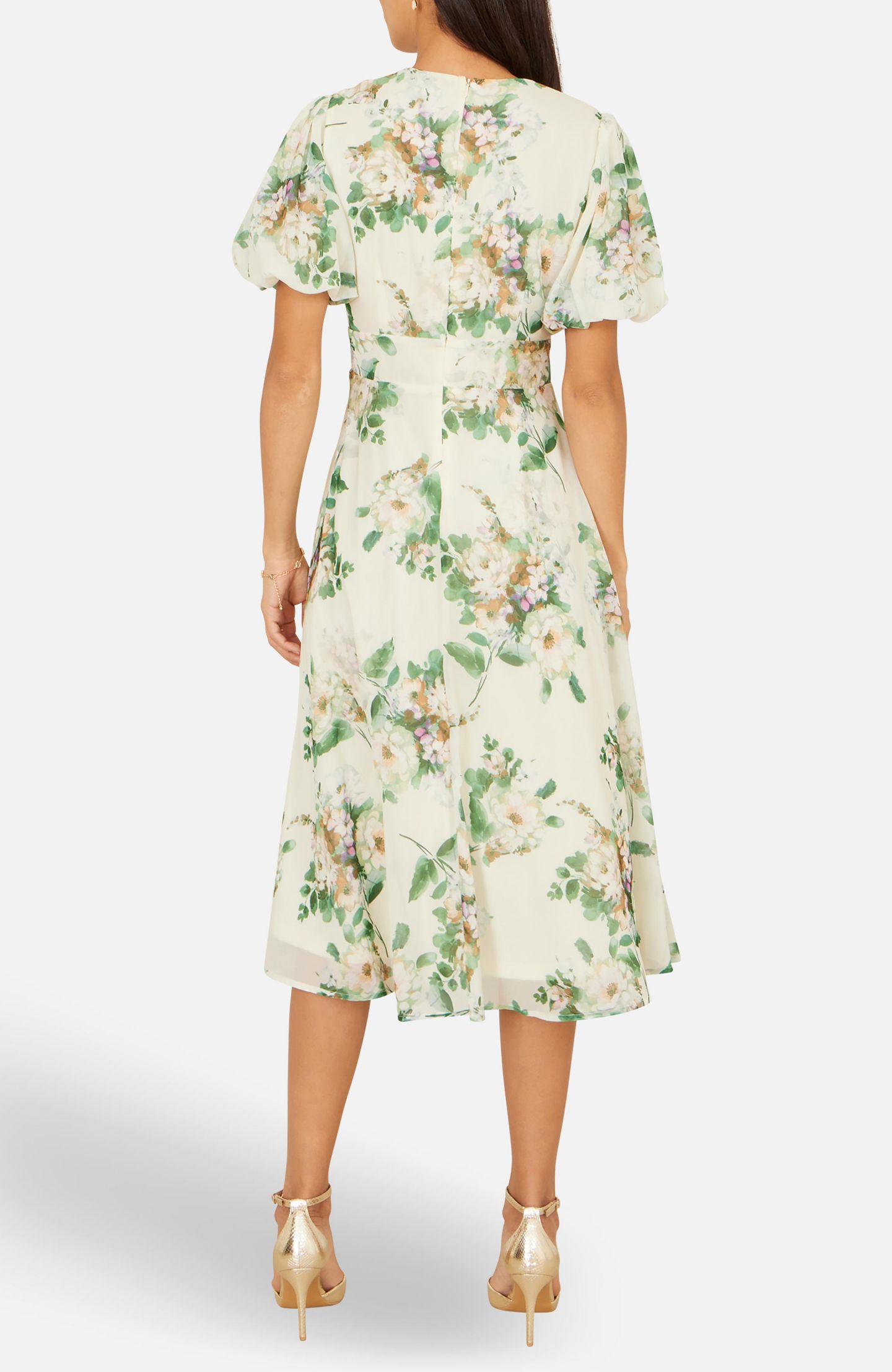 Женское платье Yumi Floral Front Tie Detail Tea, цвет: Слоновая кость — фото 6