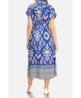 Women's Geo Print Relaxed Midi Shirt Dress