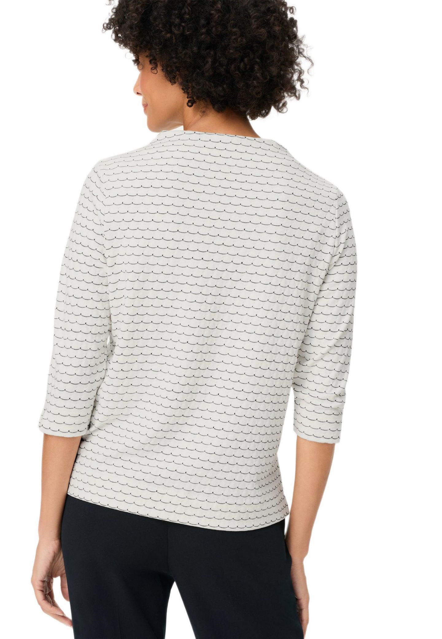 Женский топ Olsen Scallop Stripe Jersey Top, цвет: Молочный белый — фото 3