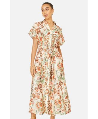 Women's Relaxed Boho Print Maxi Shirt Dress
