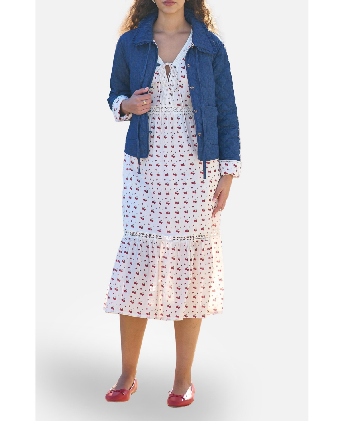 Yumi Women's Chambray Quilted Jacket