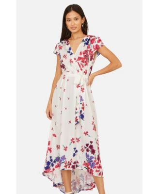 Women's Floral Mirror Dip Hem Wrap Dress