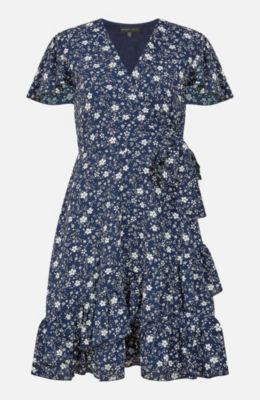 Women's Ditsy Floral Wrap Frill Dress