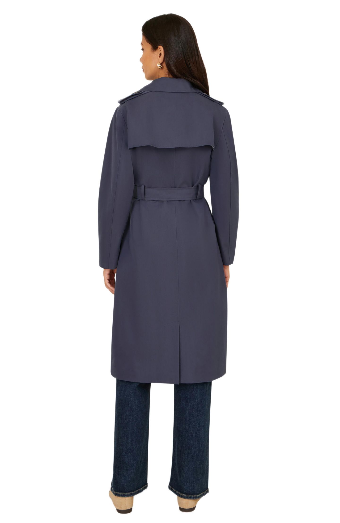 Женское пальто Yumi Belted Long Trench, цвет: Тёмно-синий — фото 3