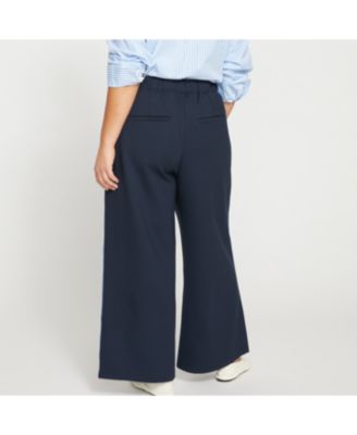 Women's Plus Size Wide Leg Stripe Ponte Pant