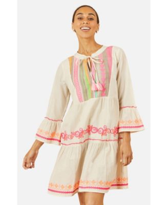 Women's Embroidered Cotton Tunic Dress