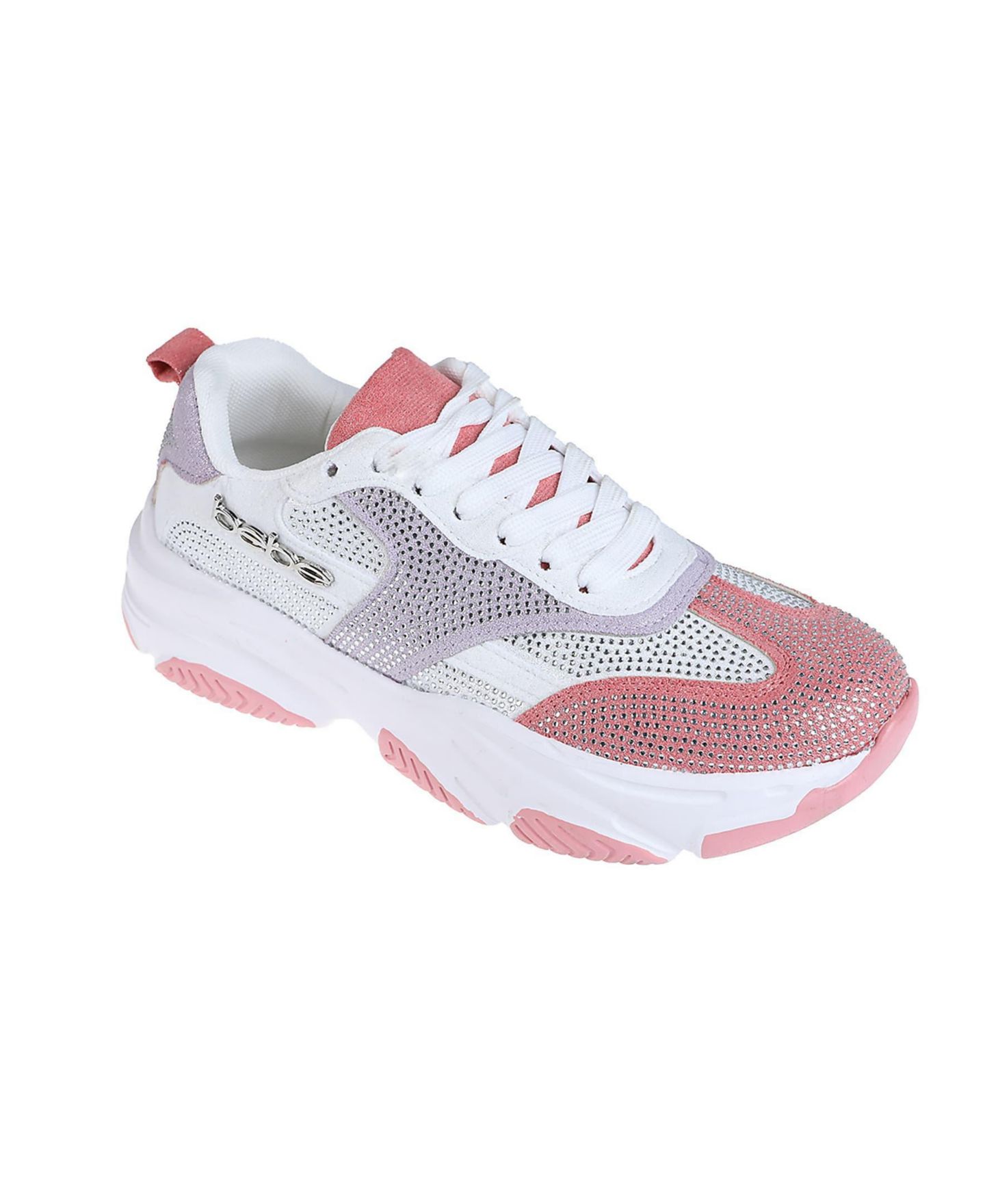 Женские кроссовки Bebe Sneaker with Mesh Upper and Rhinestones Embellishment, цвет: Розовый разноцветный — фото 1