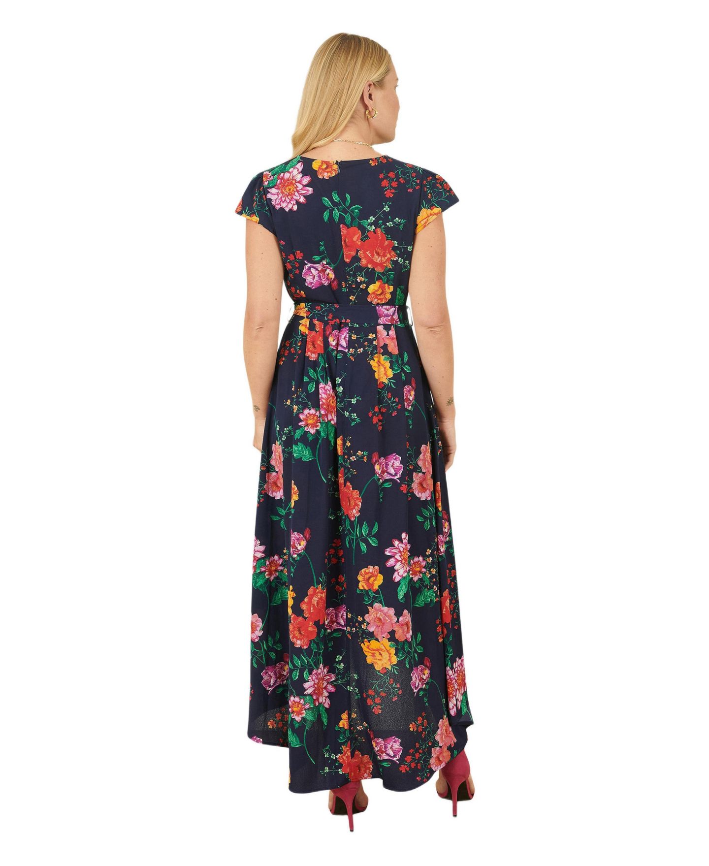Женское платье Yumi Flower Print Wrap Midi, цвет: Тёмно-синий — фото 3