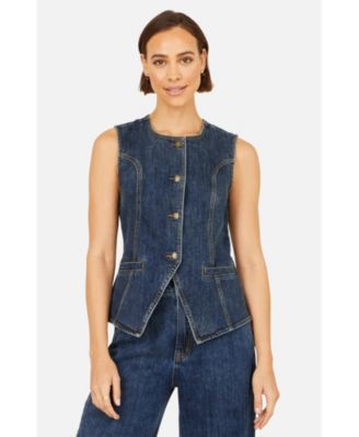 Women's Stretch Long Denim Waistcoat
