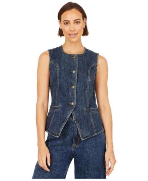 Женский топ Yumi Stretch Long Denim Waistcoat, цвет: Синий
