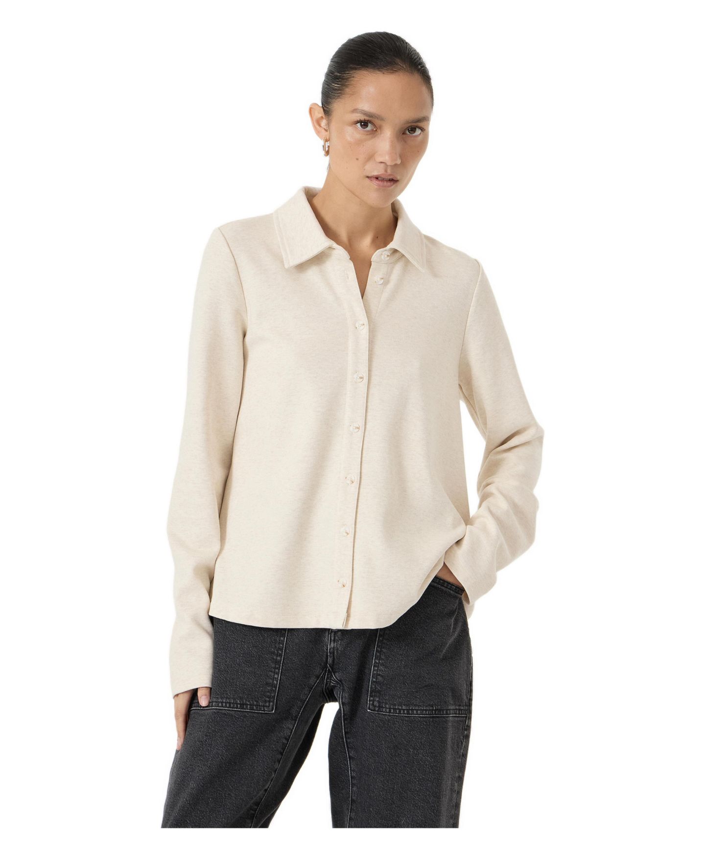 Женский топ Hush Button A-Line Polo, цвет: Овсяный меланжевый — фото 1