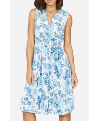 Women's Floral Wrap Over Skater Dress