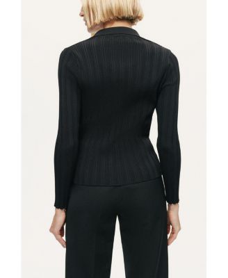 Women's Floral Embellished Ribbed V-Neck Sweater