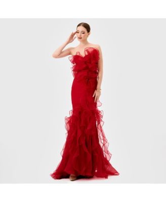 Women's Zita Strapless Ruffle Gown