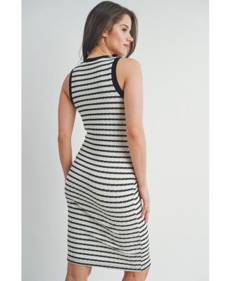 Maternity Striped Bodycon Sleeveless Scoop Neck Dress