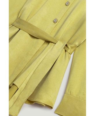 Women's Belted Shirt with Statement Buttons