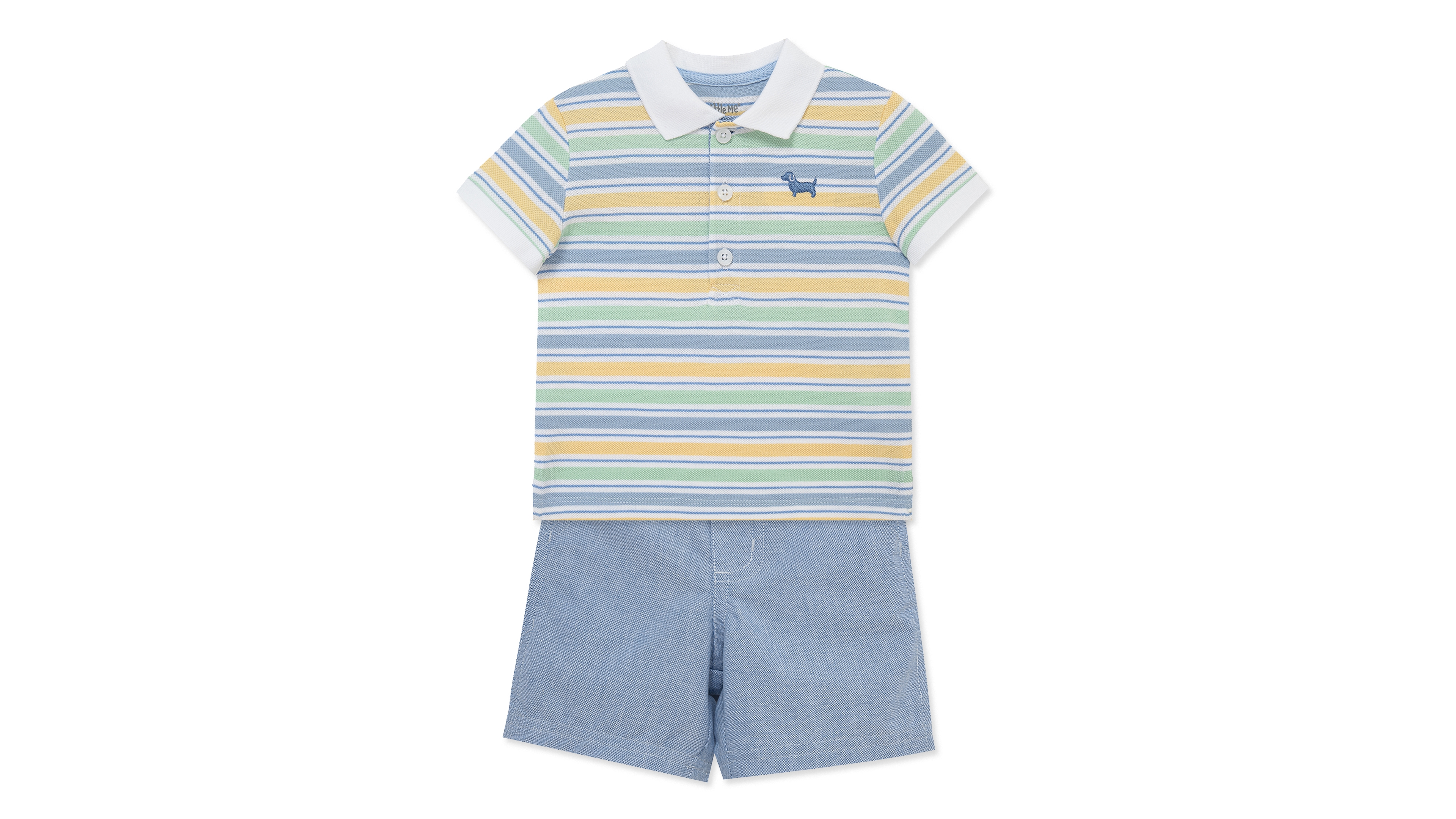Little Me Baby Boys' Collared Neck Polo Shirt and Shorts, 2-Piece Set