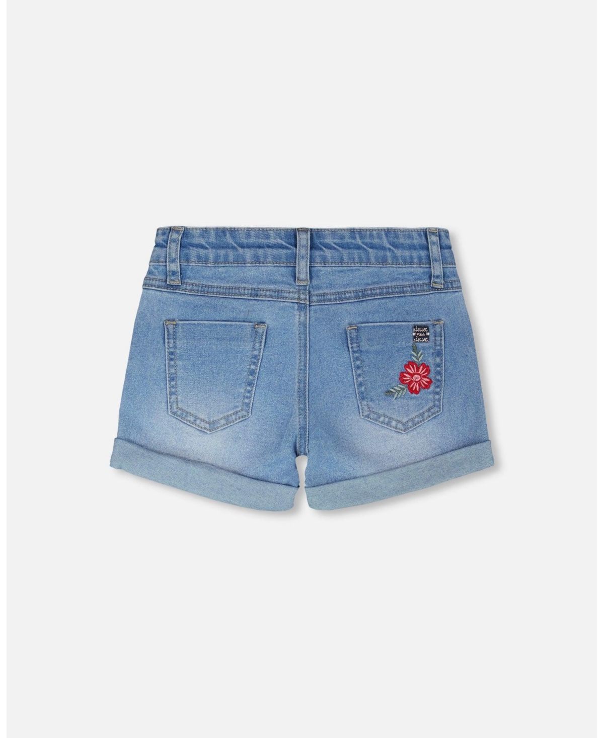 Deux par Toddler Girls Light Denim Shorts with Embroidery