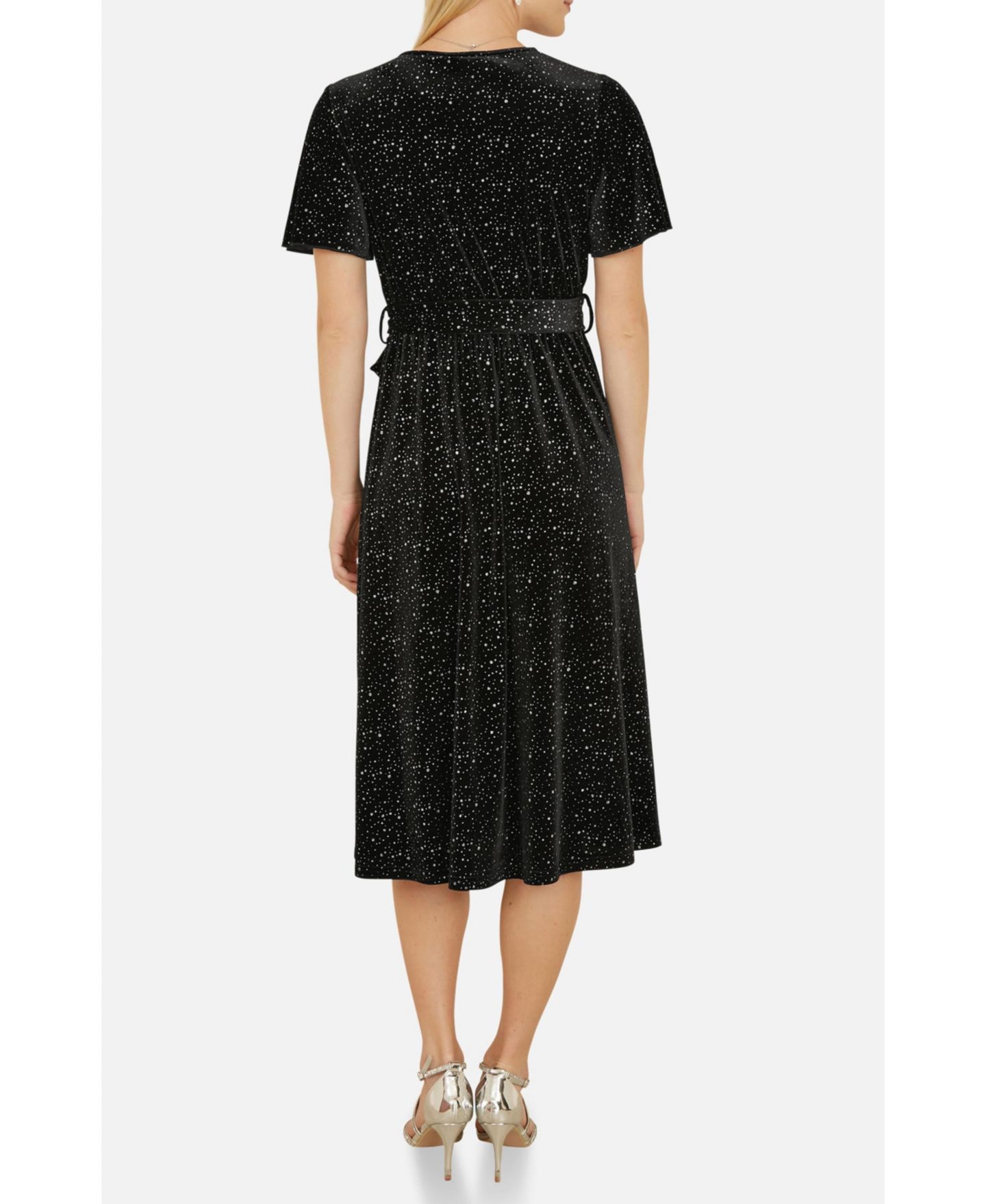 Женское платье Yumi Velvet Sparkle Wrap Midi, цвет: Чёрный — фото 8