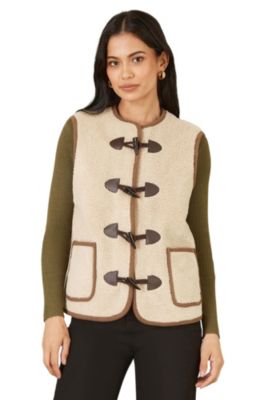Women's Faux Leather Button Detail Gilet