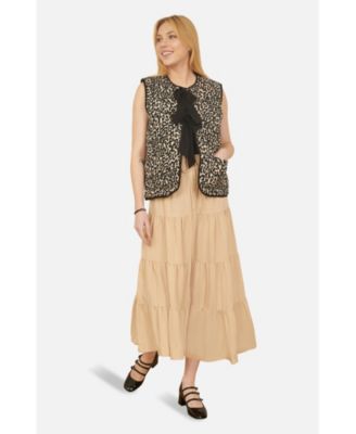 Women's Sleeveless Bow-Tie Leopard Waistcoat