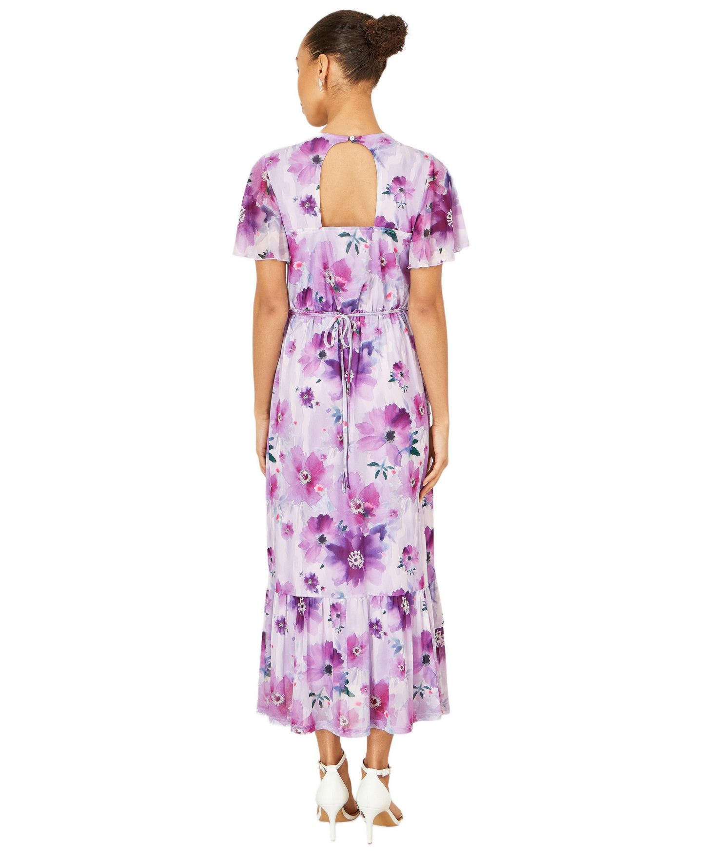 Женское платье Yumi Floral Print Frill Midi, цвет: Лавандовый — фото 3