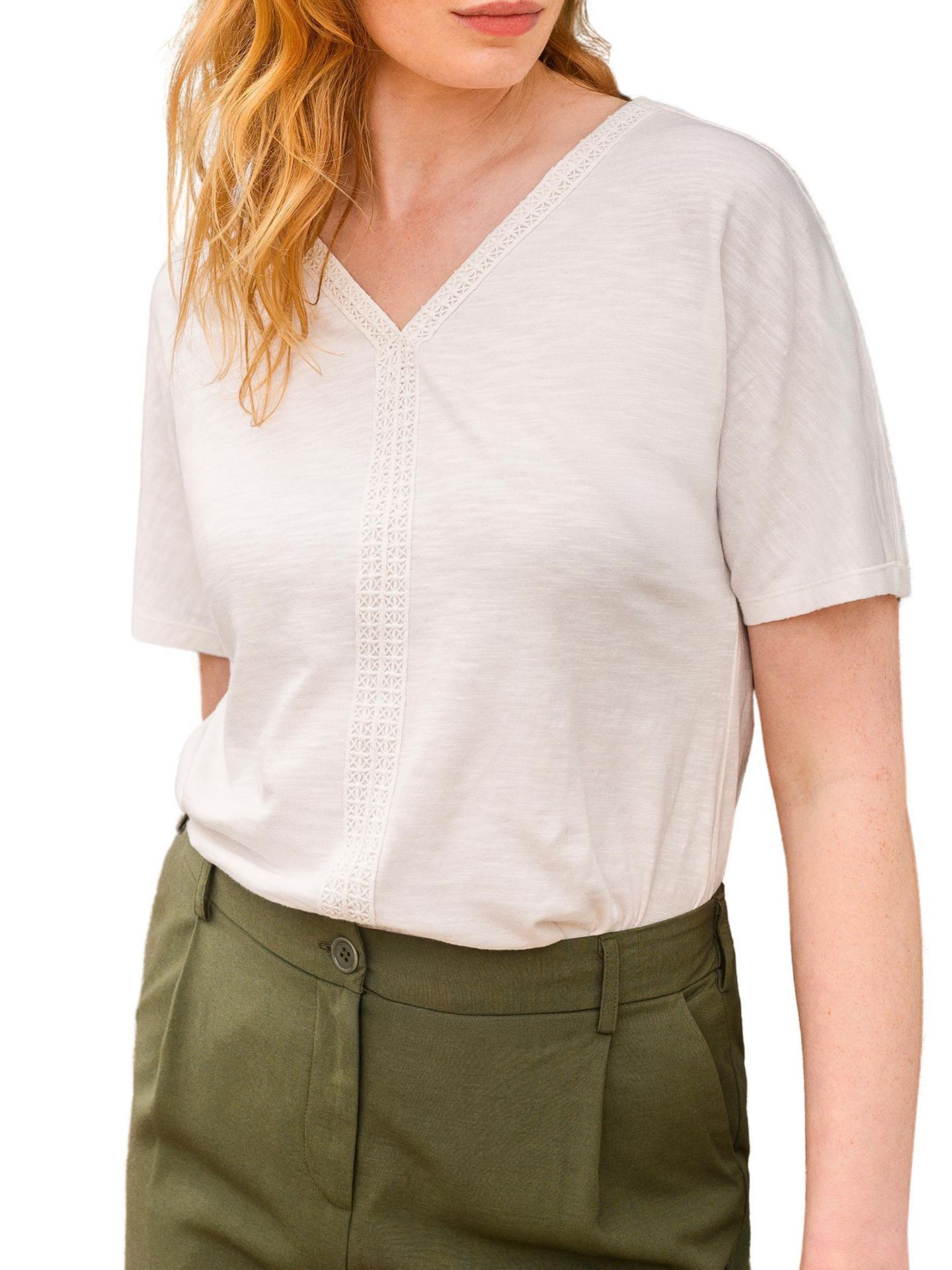 Женский топ Celtic & Co. Slub Jersey V-Neck Trim, цвет: Меловой — фото 6