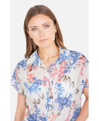 Women's Cotton Paisley Print Tie Knot Shirt