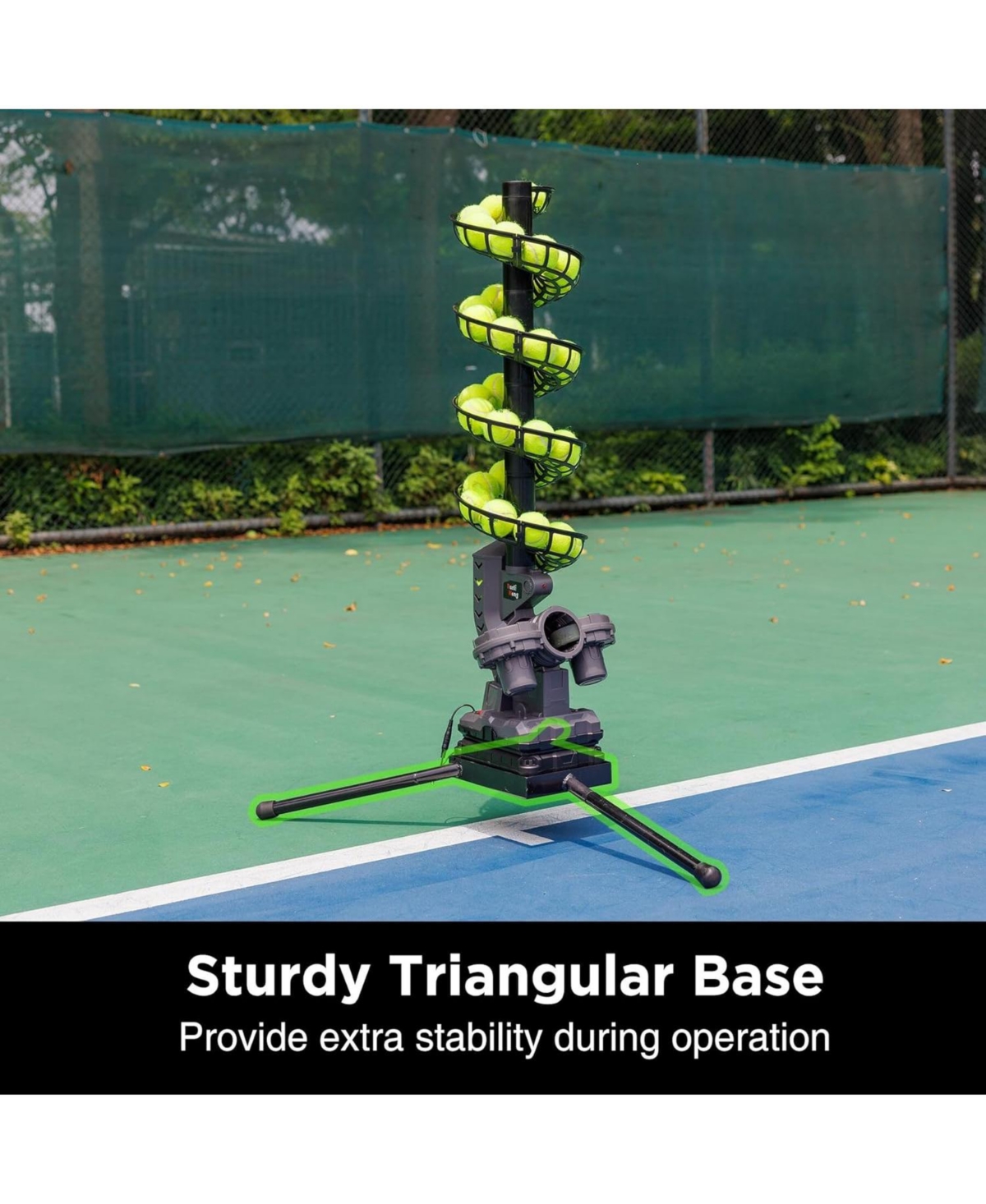 Furlihong Tennis Ball Machine with Stable Triangular Iron Base and Adjustable Speed Oscillating Function with Carrying Bag for All Skill Levels