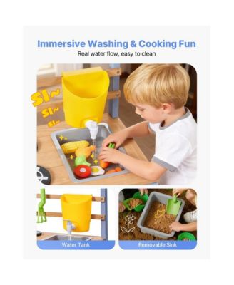 Outdoor Wooden Mud Kitchen for Kids with Planting Box & Sink