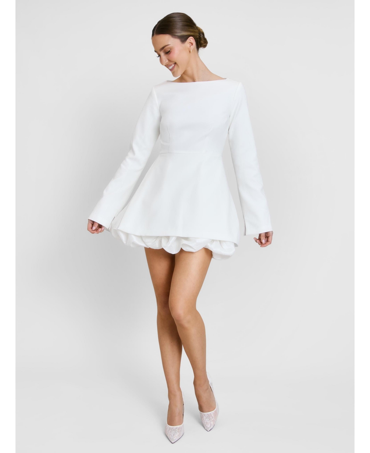 Six Stories Women's Isla Split Sleeve Bubble Hem Mini Dress