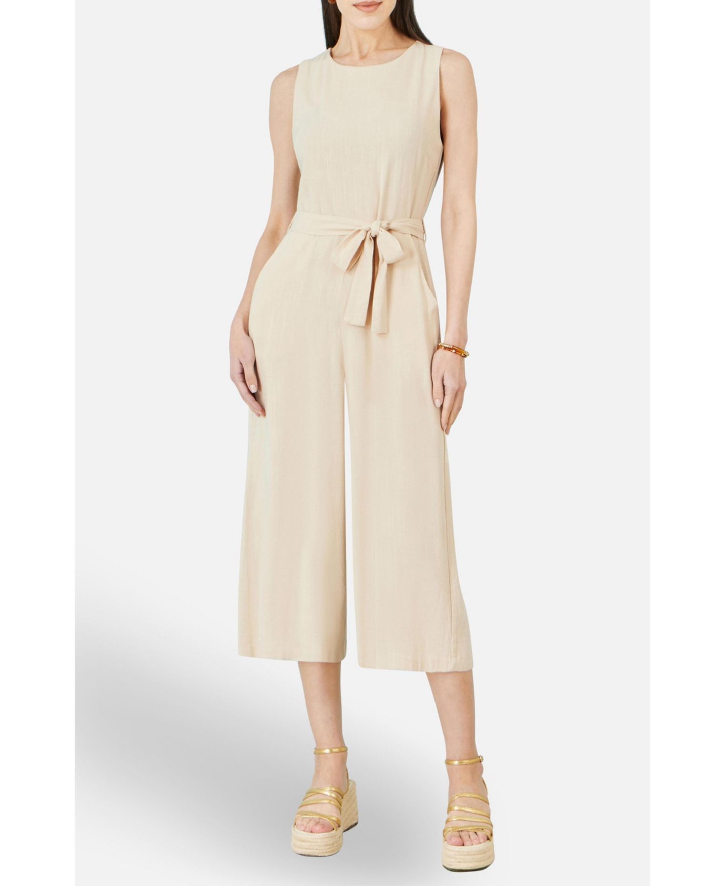Женский комбинезон Yumi Viscose Culotte Jumpsuit, цвет: Натуральный — фото 7