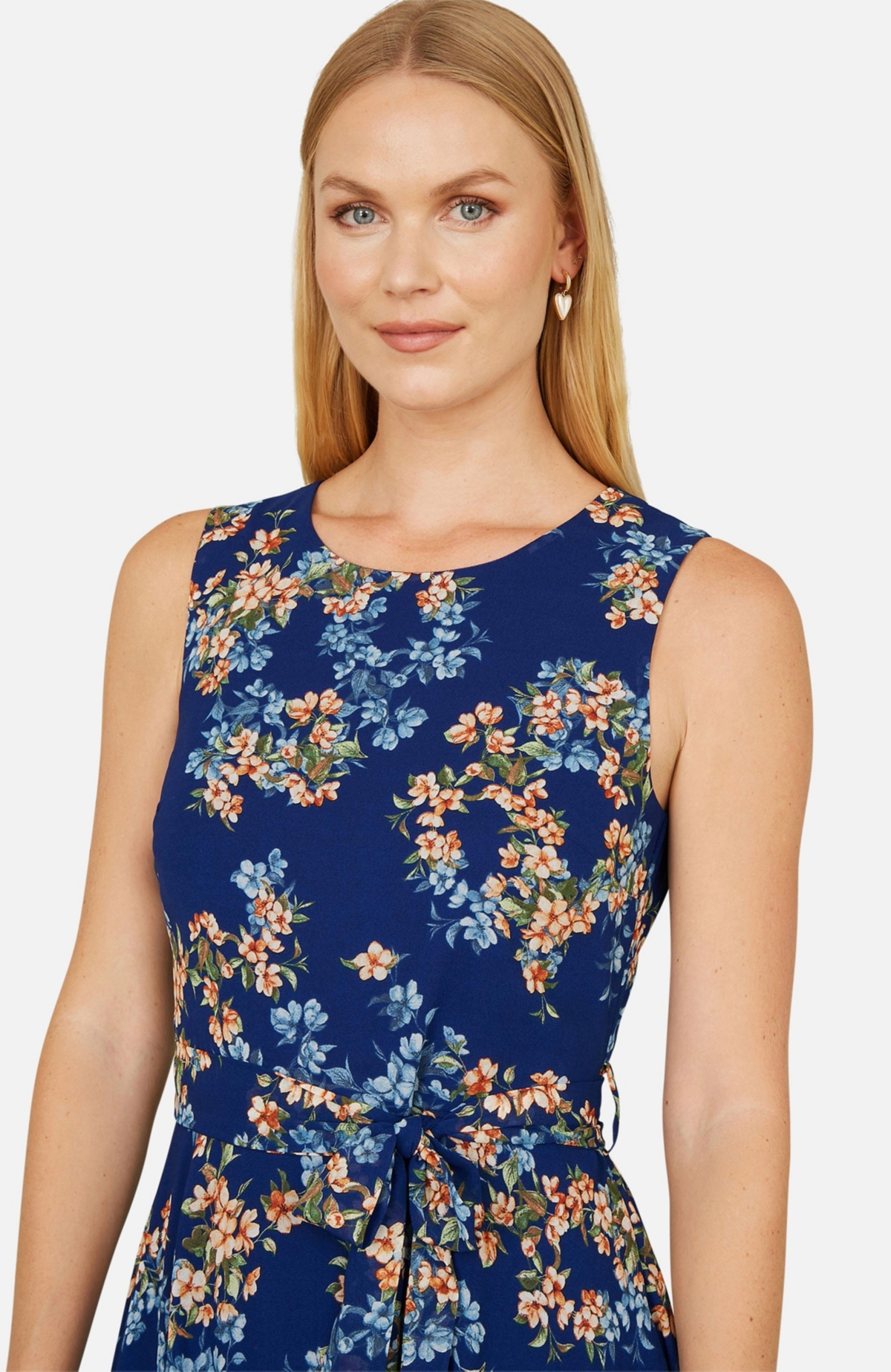 Yumi Women's Floral Skater Sleeveless Midi Dress