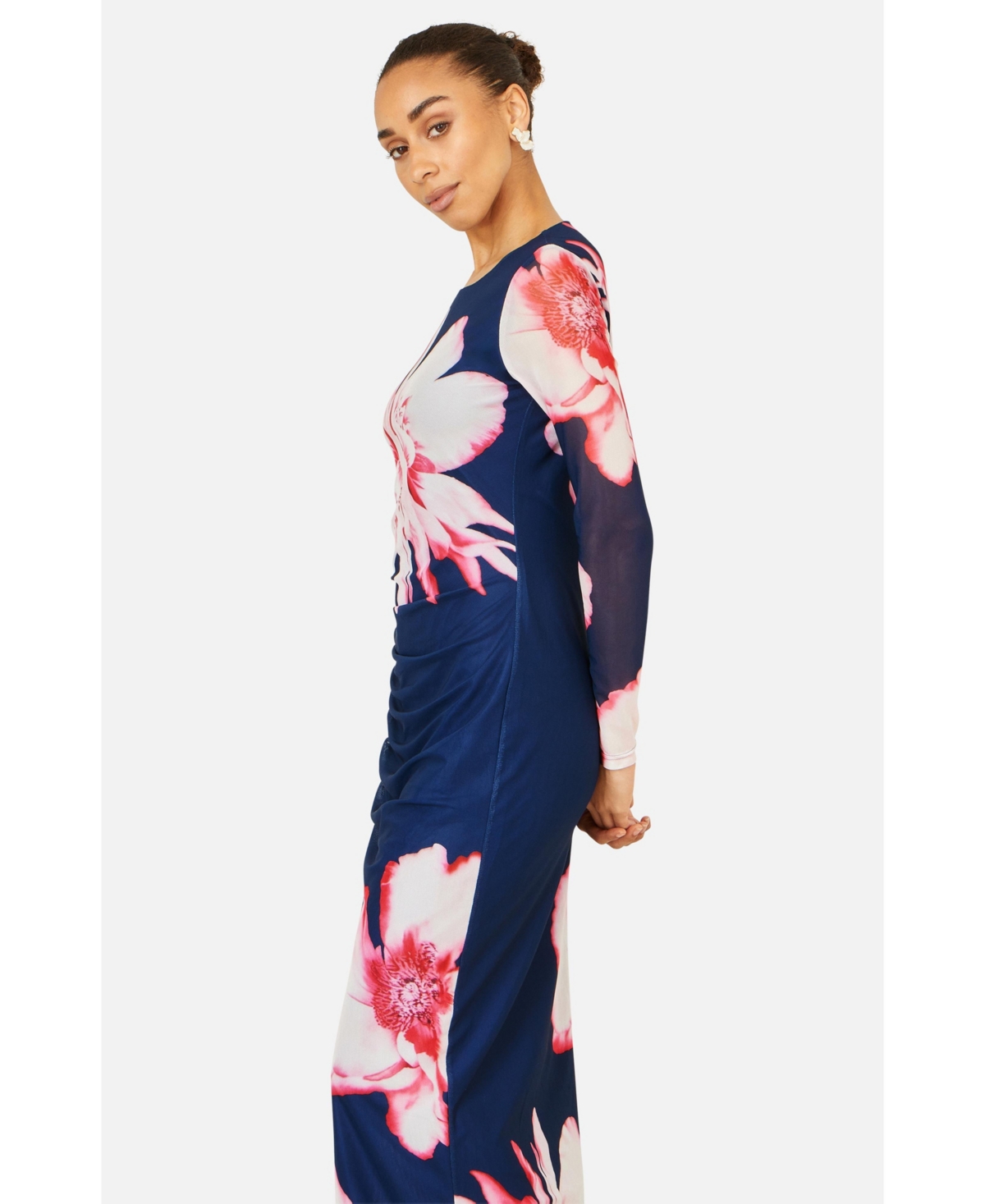 Yumi Women's Long Sleeve Mesh Maxi Dress