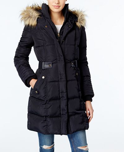 RACHEL Rachel Roy Faux-Fur-Trim Puffer Coat, Only at Macy's - Coats ...