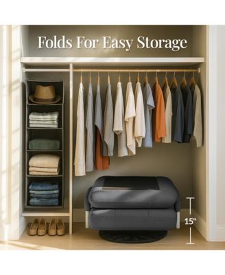 360-Degree Swivel Gaming Floor Chair w/ Armrest Handles, Foldable Adjustable Back