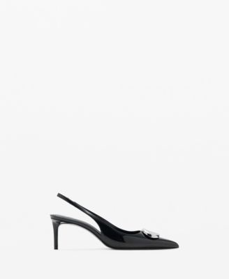 Women's Metal Detail Patent Leather High-Heeled Shoes