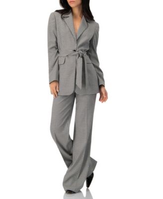 Women's Semi-flared Houndstooth Tailored Trousers